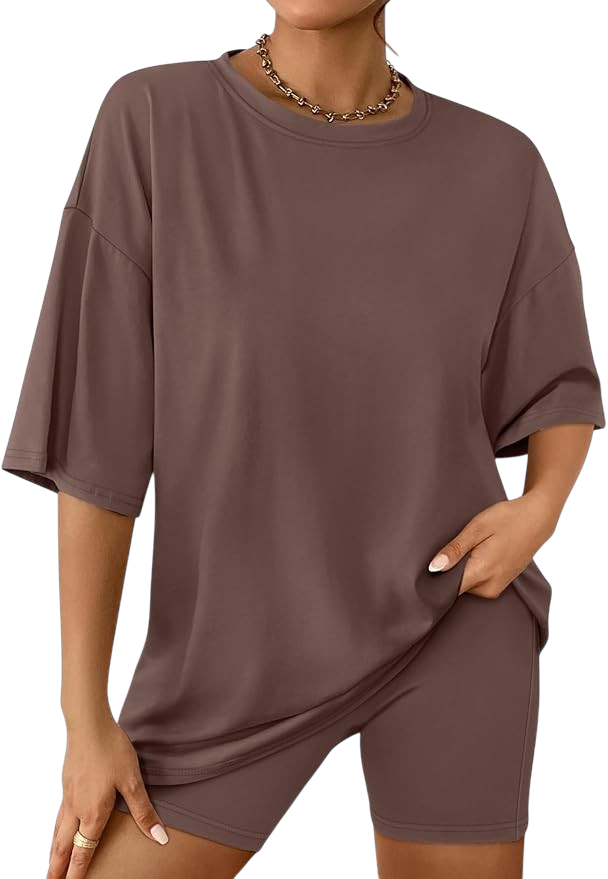 Automet women oversized tshirt biker shorts set summer 2026
